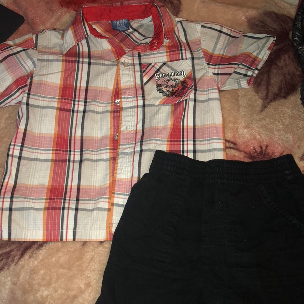 Boys button up shirt outfit!